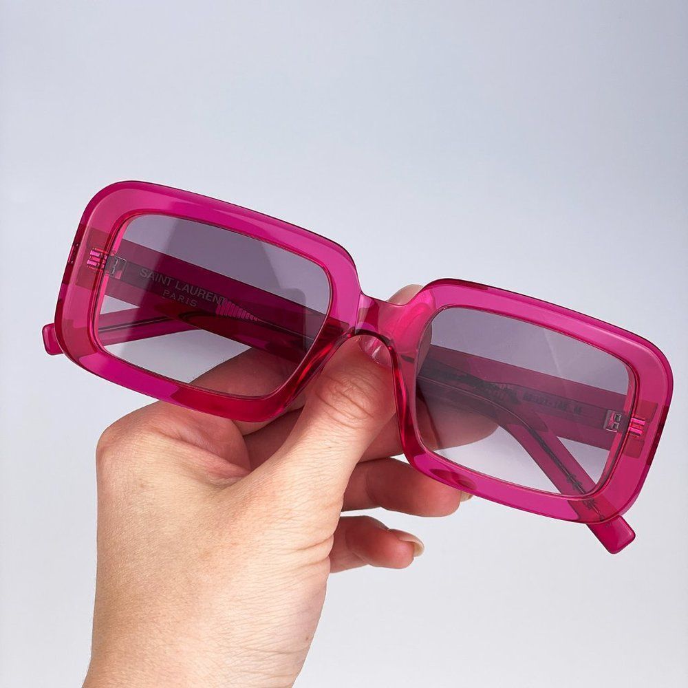 Saint LaurentāSL534 SUNRISE 006 Sunglasses Transparent Pink Gradient Unisex - Picture 8 of 15